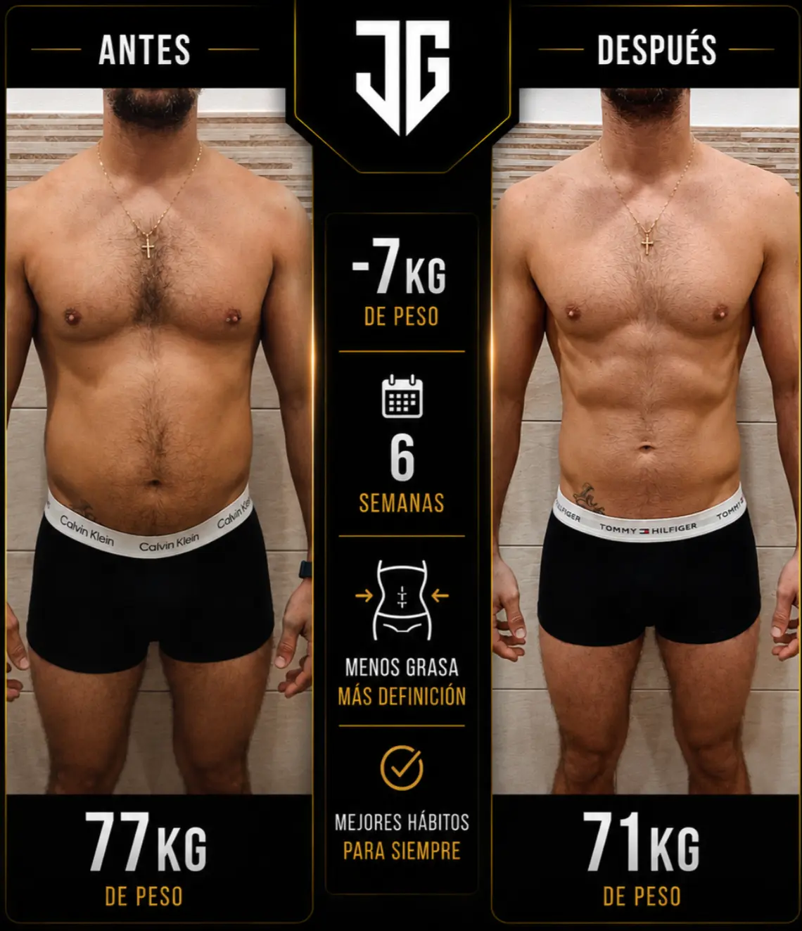 Transformación — −7kg en 6 semanas