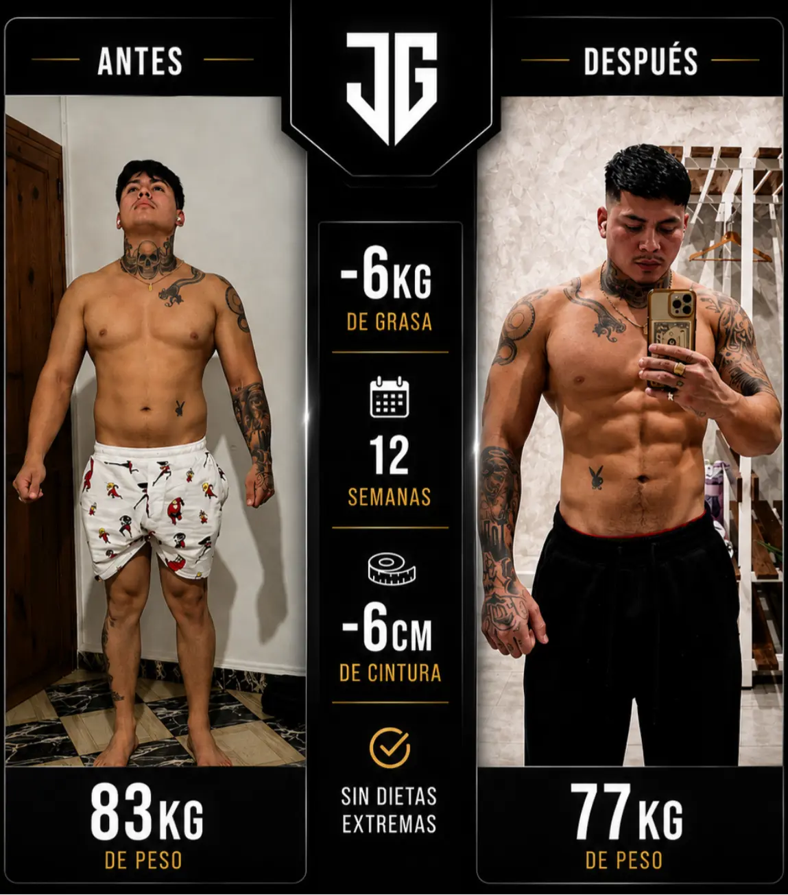 Transformación — −6kg en 12 semanas