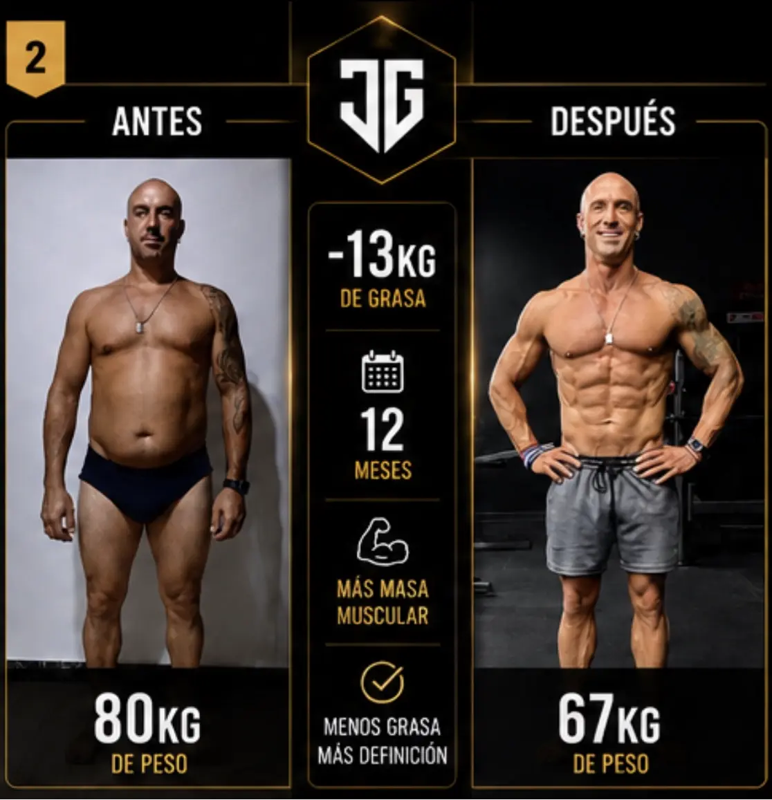 Transformación física de un cliente de Mallorca tras un año de entrenamiento personalizado